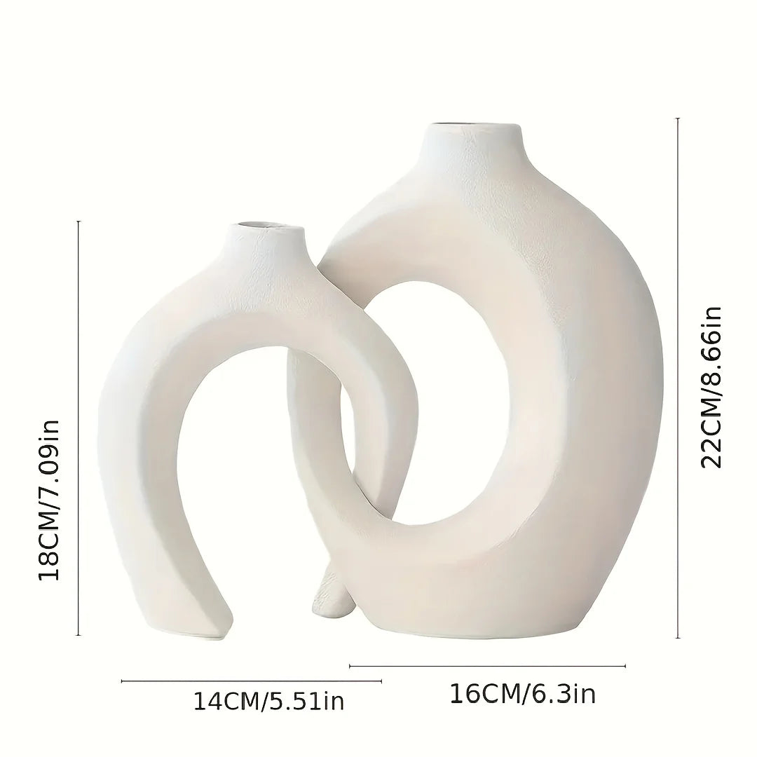 Nordic Modern Hollow Ceramic Vase 2-piece Set - Lucent Lifestyle