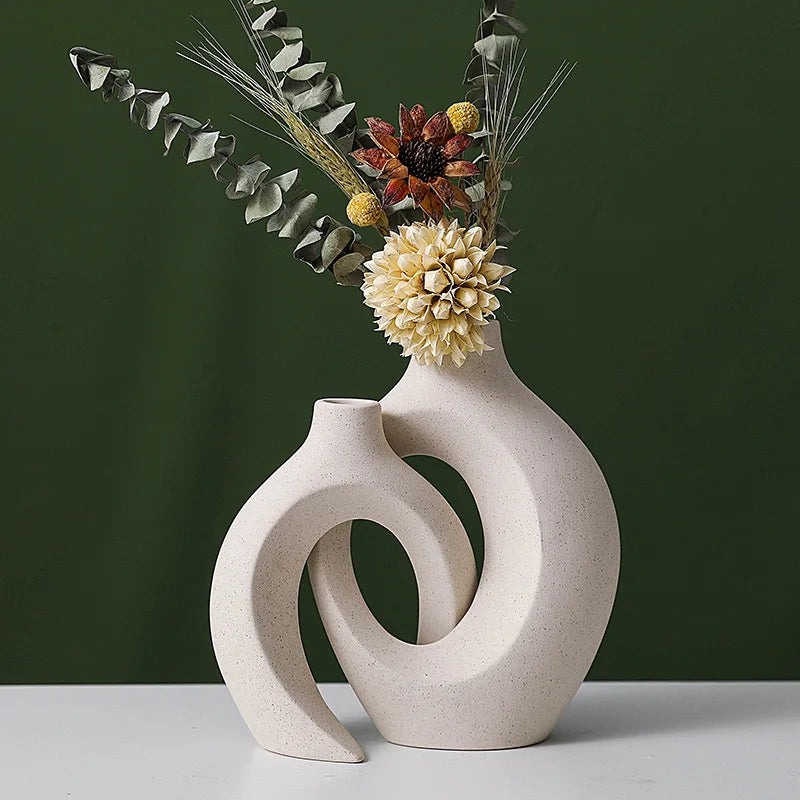 Nordic Modern Hollow Ceramic Vase 2-piece Set - Lucent Lifestyle