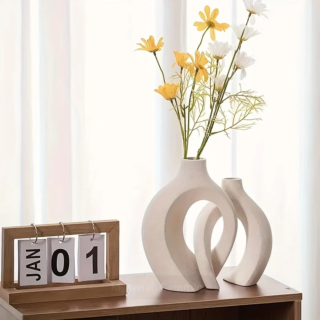 Nordic Modern Hollow Ceramic Vase 2-piece Set - Lucent Lifestyle